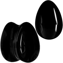 Load image into Gallery viewer, Solid Black Glass Teardrop Plug Set
