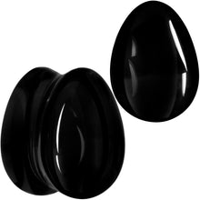 Load image into Gallery viewer, Solid Black Glass Teardrop Plug Set
