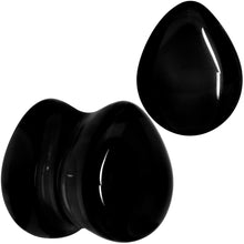 Load image into Gallery viewer, Solid Black Glass Teardrop Plug Set
