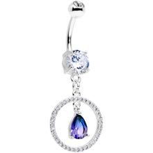 Load image into Gallery viewer, Blue Green CZ Gem Drop Loop Dangle Belly Ring
