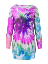 Load image into Gallery viewer, Full Size Tie-Dye Round Neck Long Sleeve Dress Trendy &amp; Comfortable Casual Dress for Women

