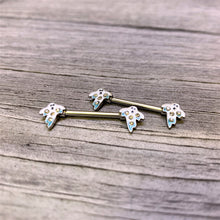 Load image into Gallery viewer, 14G 9/16 Clear Gem White Ghost Halloween Barbell Nipple Ring Set
