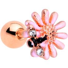 Load image into Gallery viewer, 16G 1/4 Clear Gem Rose Gold Tone Flower Bee Cartilage Tragus
