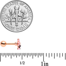 Load image into Gallery viewer, 16G 1/4 Clear Gem Rose Gold Tone Flower Bee Cartilage Tragus
