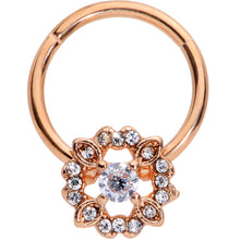 Load image into Gallery viewer, 16G  3/8 Clear Gem Rose Gold Tone Wreath Hinged Segment Ring
