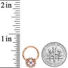 Load image into Gallery viewer, 16G  3/8 Clear Gem Rose Gold Tone Wreath Hinged Segment Ring
