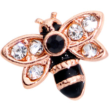 Load image into Gallery viewer, 16G 5/16 Clear Black Gem Rose Gold Tone Bee Labret Monroe Tragus
