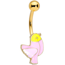 Load image into Gallery viewer, Gold Tone Pink Yellow Chick Bird Belly Ring
