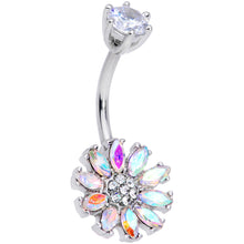 Load image into Gallery viewer, Clear Aurora CZ Gem Flower Belly Ring
