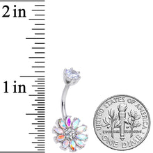 Load image into Gallery viewer, Clear Aurora CZ Gem Flower Belly Ring
