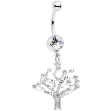 Load image into Gallery viewer, Clear CZ Gem Angular Tree of Life Dangle Belly Ring
