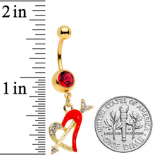 Load image into Gallery viewer, Clear Red Gem Gold Tone Valentine Heart Dangle Belly Ring
