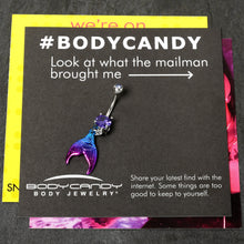 Load image into Gallery viewer, Purple Gem Aqua Pink Mermaid Scale Tail Dangle Belly Ring
