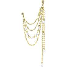 Load image into Gallery viewer, 16G 1/4 Clear Gem Gold Hue Dangle Cartilage Chain Earring
