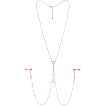 Load image into Gallery viewer, 14G 5/8 Aurora Gem Rose Gold Hue Star Moon Nipple Chain Necklace
