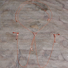 Load image into Gallery viewer, 14G 5/8 Clear Gem Rose Gold Hue Star Moon Nipple Chain Necklace
