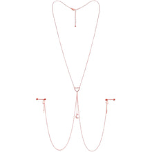 Load image into Gallery viewer, 14G 5/8 Clear Gem Rose Gold Hue Star Moon Nipple Chain Necklace
