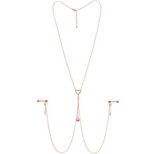 Load image into Gallery viewer, 14G 5/8 Aurora Gem Rose Gold Hue Star Sun Nipple Chain Necklace

