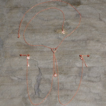 Load image into Gallery viewer, 14G 5/8 Clear Gem Rose Gold Hue Star Sun Nipple Chain Necklace
