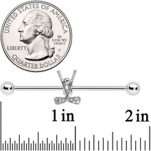 Load image into Gallery viewer, 14G Clear CZ Gem Crossed Golf Clubs Industrial Barbell 38mm
