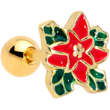 Load image into Gallery viewer, 16G 1/4 Gold Tone Poinsettia Christmas Cartilage Tragus Earring
