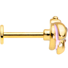 Load image into Gallery viewer, 16G 5/16 Clear Gem Gold Tone Pink Ladybug Labret Monroe Tragus
