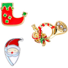 Load image into Gallery viewer, 16G 1/4 Gold Tone Santa Merry Christmas Cartilage Tragus Set of 3
