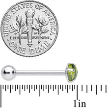 Load image into Gallery viewer, Light Green CZ Gem Smooth Hemisphere Barbell Tongue Ring
