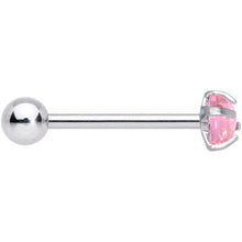 Load image into Gallery viewer, Pink CZ Gem Smooth Hemisphere Barbell Tongue Ring
