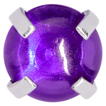 Load image into Gallery viewer, Purple CZ Gem Smooth Hemisphere Barbell Tongue Ring
