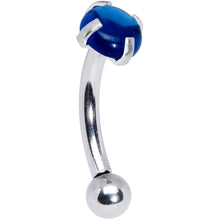 Load image into Gallery viewer, 16G 5/16 Blue CZ Gem Internally Threaded Curved Eyebrow Ring
