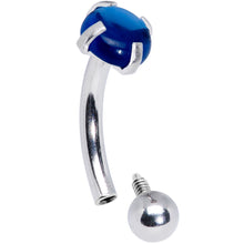 Load image into Gallery viewer, 16G 5/16 Blue CZ Gem Internally Threaded Curved Eyebrow Ring
