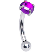 Load image into Gallery viewer, 16G 5/16 Purple CZ Gem Internally Threaded Curved Eyebrow Ring
