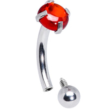 Load image into Gallery viewer, 16G 5/16 Red CZ Gem Internally Threaded Curved Eyebrow Ring

