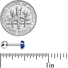 Load image into Gallery viewer, 16G 1/4 Blue CZ Gem Smooth Hemisphere Cartilage Tragus Earring
