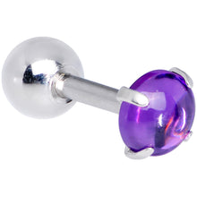 Load image into Gallery viewer, 16G 1/4 Purple CZ Gem Smooth Hemisphere Cartilage Tragus Earring
