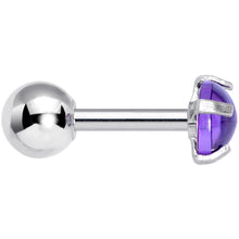 Load image into Gallery viewer, 16G 1/4 Purple CZ Gem Smooth Hemisphere Cartilage Tragus Earring

