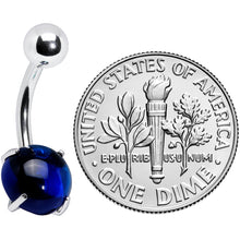 Load image into Gallery viewer, Blue CZ Gem Smooth Hemisphere Belly Ring
