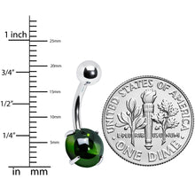 Load image into Gallery viewer, Light Green CZ Gem Smooth Hemisphere Belly Ring
