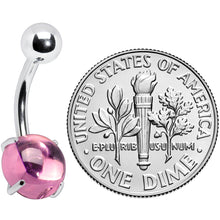 Load image into Gallery viewer, Pink CZ Gem Smooth Hemisphere Belly Ring
