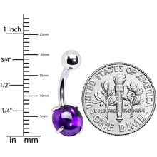 Load image into Gallery viewer, Purple CZ Gem Smooth Hemisphere Belly Ring
