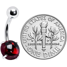 Load image into Gallery viewer, Red CZ Gem Smooth Hemisphere Belly Ring
