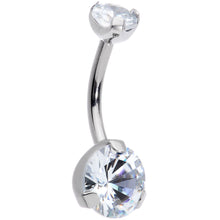 Load image into Gallery viewer, 3/8 Clear CZ Gem Grade 23 Titanium Internally Threaded Belly Ring
