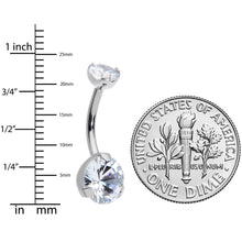 Load image into Gallery viewer, 3/8 Clear CZ Gem Grade 23 Titanium Internally Threaded Belly Ring
