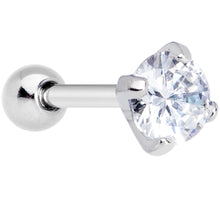 Load image into Gallery viewer, 18G 1/4 Clear CZ Gem G23 Titanium 4mm Cartilage Tragus Earring
