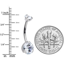 Load image into Gallery viewer, 1/2 Clear CZ Gem Grade 23 Titanium Internally Threaded Belly Ring
