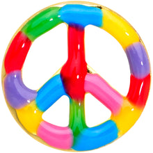 Load image into Gallery viewer, 20G 5/16 Gold Tone Rainbow Hippie Peace Sign L Shaped Nose Ring
