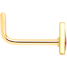 Load image into Gallery viewer, 20G 5/16 Gold Tone Watermelon L Shaped Nose Ring
