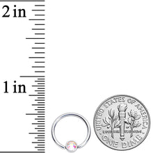 Load image into Gallery viewer, 16G 3/8 Aurora Gem 4mm Disc BCR Ball Closure Ring
