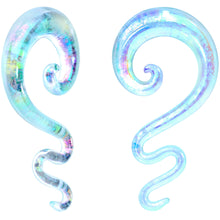 Load image into Gallery viewer, 00G Iridescent Clear Glass Zig Zag Spiral Taper Set
